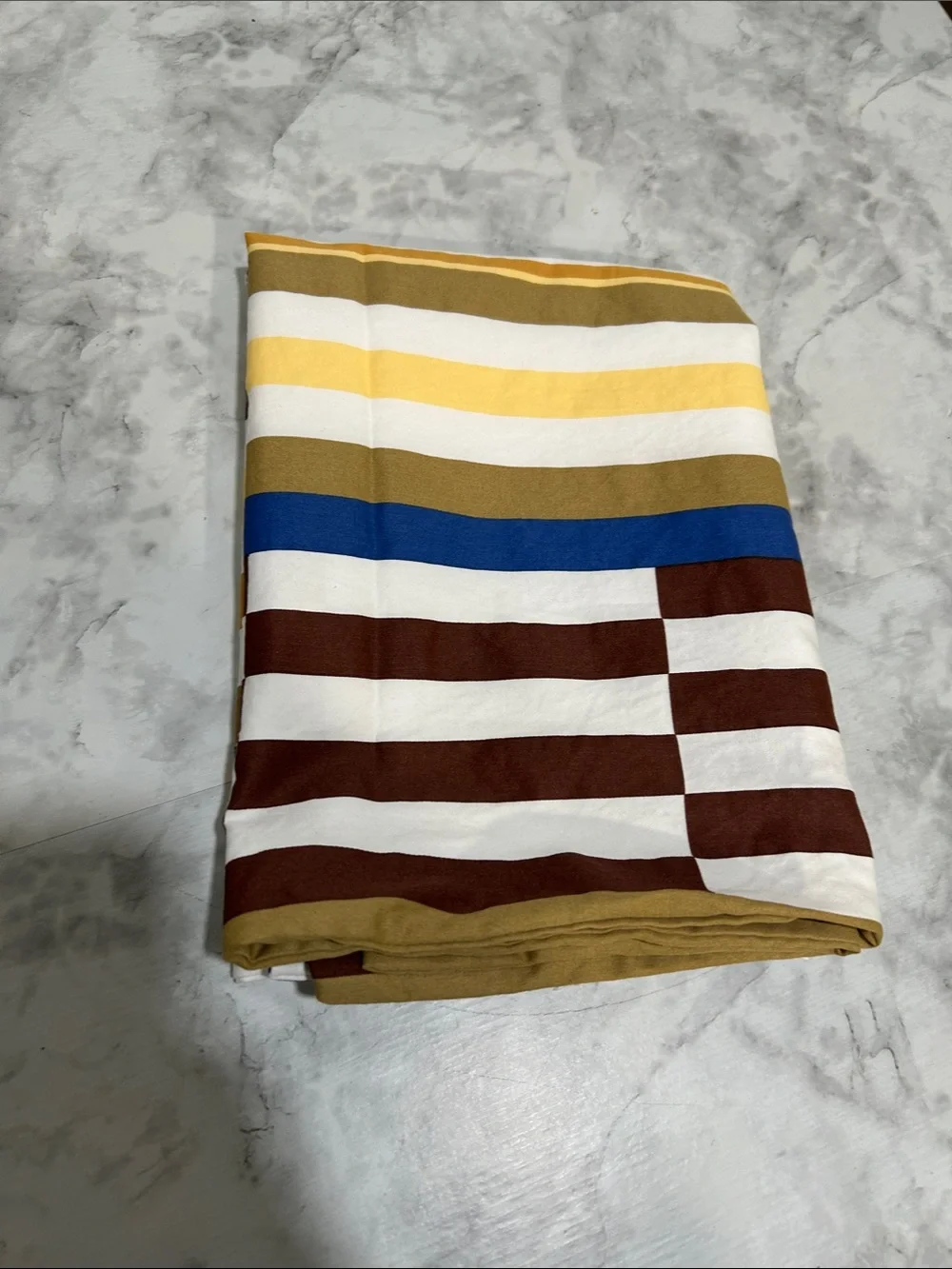 Brooklinen Yellow White Striped Cotton Panel Duvet W/ Two Pillow Set Full/Queen